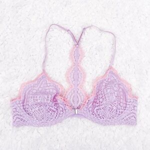 Free People Lavender and Pink Lace Bra